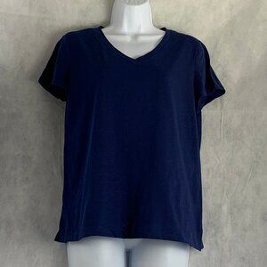 Charter Club Women's Everyday Cotton Blend V-Neck Pajama Top T-Shirt Tee, Blue